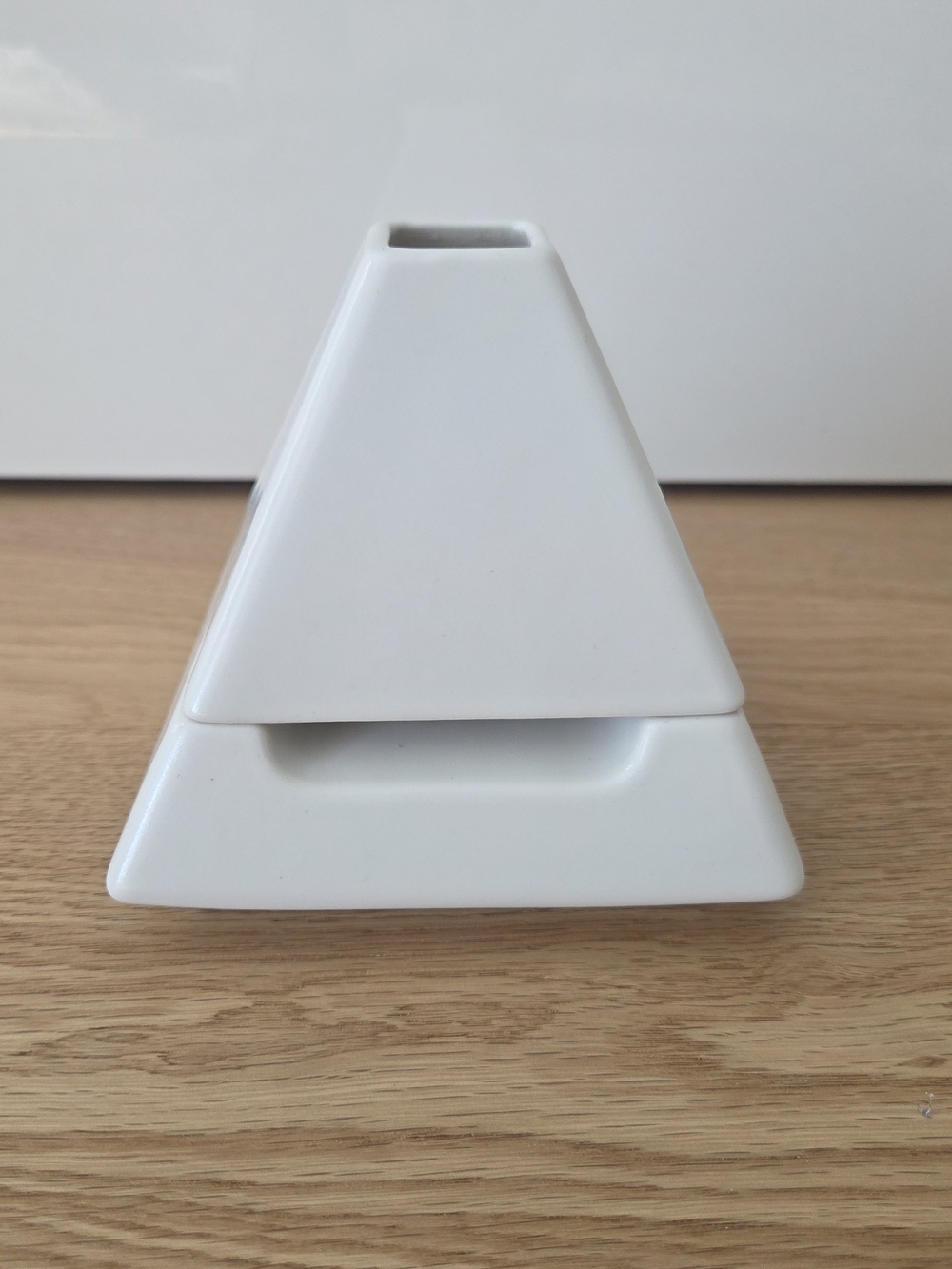 Minimal White Ceramic Pyramid Accent Vase